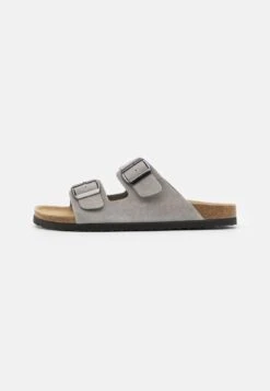 Pier One LEATHER UNISEX - Pantolette Flach - Grey